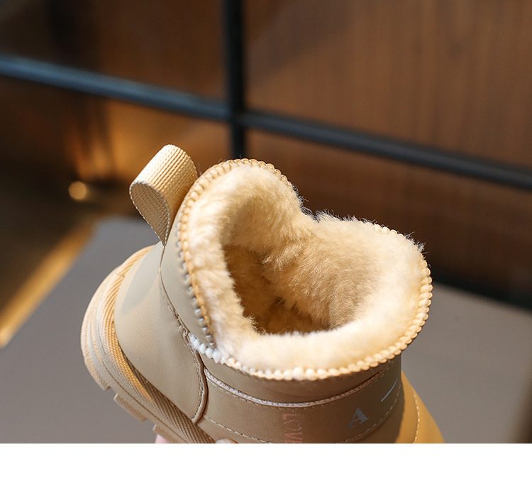 New winter cotton shoes with wool thickening boys fur one children's cotton boots waterproof_voghion.com