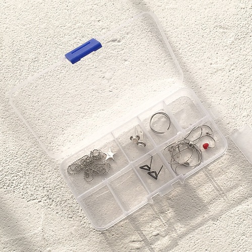 Plastic jewelry transparent storage box portable earrings rings bracelets necklaces sorting storage box 10-compartment accessory box