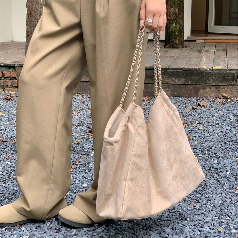 多果女包 高级感绒面链条包女2025秋冬新款韩系ins通勤百搭托特包|undefined