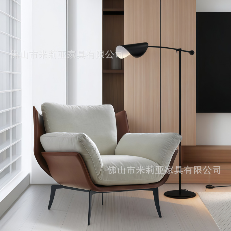 Saddle Leather Italian Minimalist Leisure Chair Comfortable Single Sofa Chair Modern Minimalist Living Room Fabric Designer Chair
