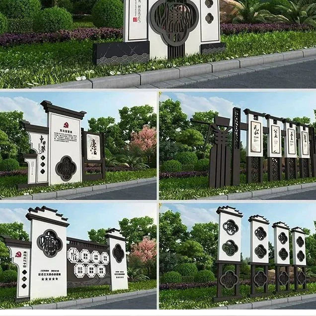 Гуанчжоуский производитель изготавливает на заказ светящиеся указатели с символами для ландшафтного дизайна, скульптуры и вывески для садов и достопримечательностей в стиле старинного городка.