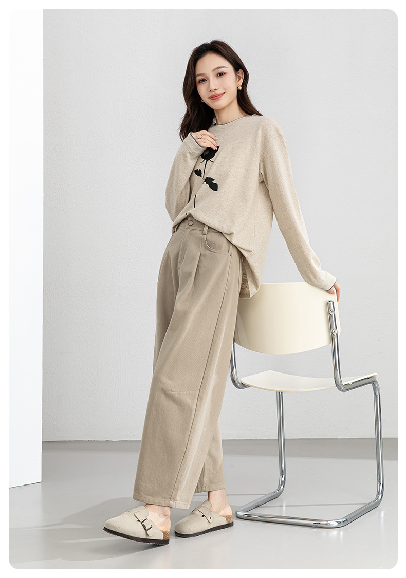 Quần culottes nữ ống rộng cạp cao dáng balloon form rộng — Màu khói chi tiết 24