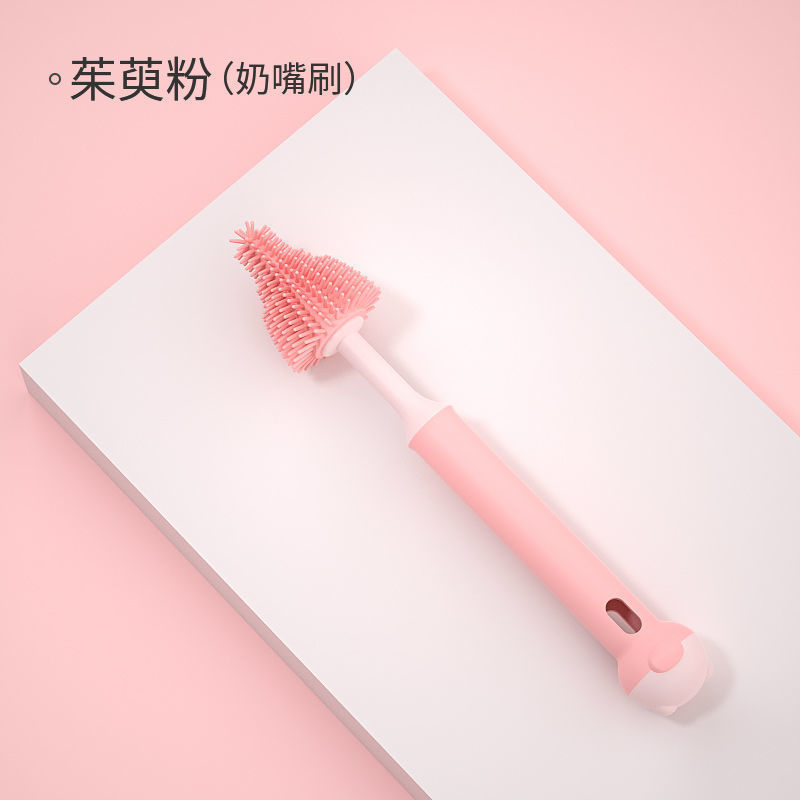 Silicona botella cepillo bebé pezón cepillo paja Cepillo giratorio botella cepillo de lavado Shabu cepillo de limpieza traje