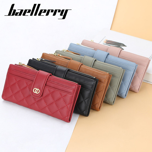 New Korean style rhombus multi-card slot women's wallet long buckle mobile phone bag fashionable multi-functional clutch bag
