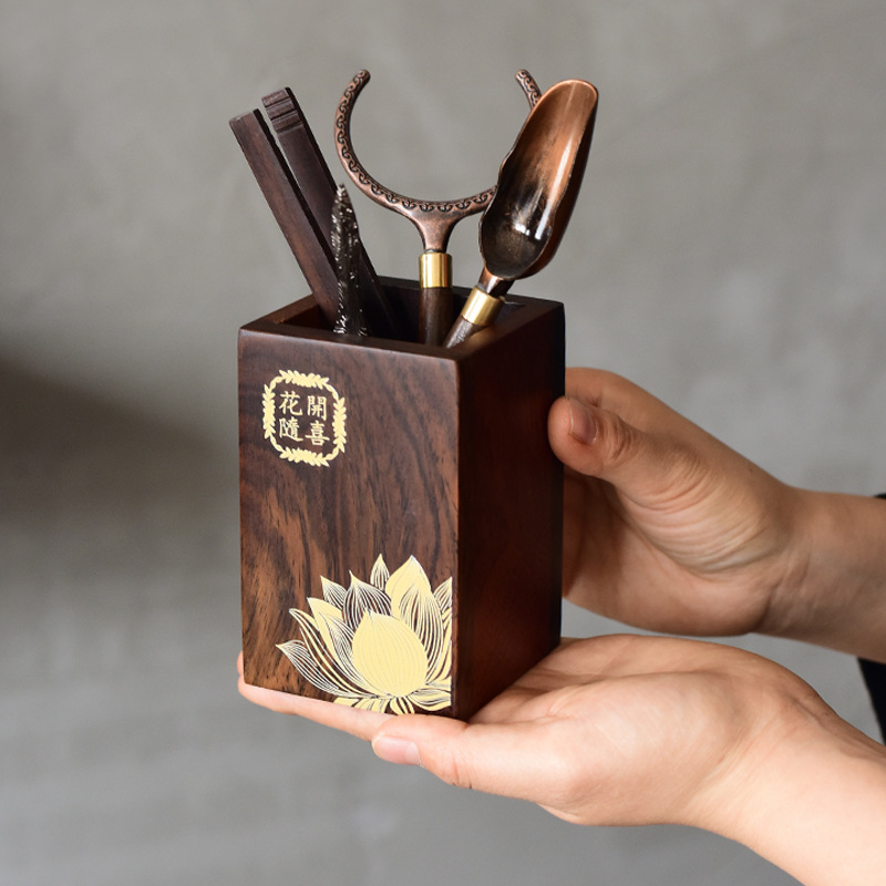 Juego de seis piezas de ébano seis caballeros 6 caballeros juego de té de Kung Fu partes ceremonia del té colección completa cuchillo de té de cobre clip de té juego de té