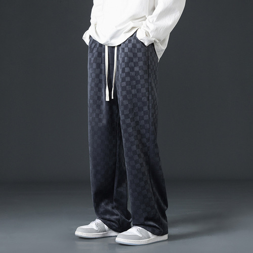 Linen pants for men, spring and summer loose straight-leg wide-leg guard pants, men's Hong Kong-style fashion brand sporty casual long pants