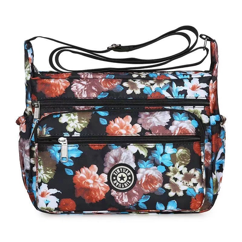 Bolsa de tela de flores bolsa de mensajero de las mujeres nueva bolsa de Madre de gran capacidad bolsa de hombro individual de mediana edad y ancianos bolsa de tela Oxford bolsa