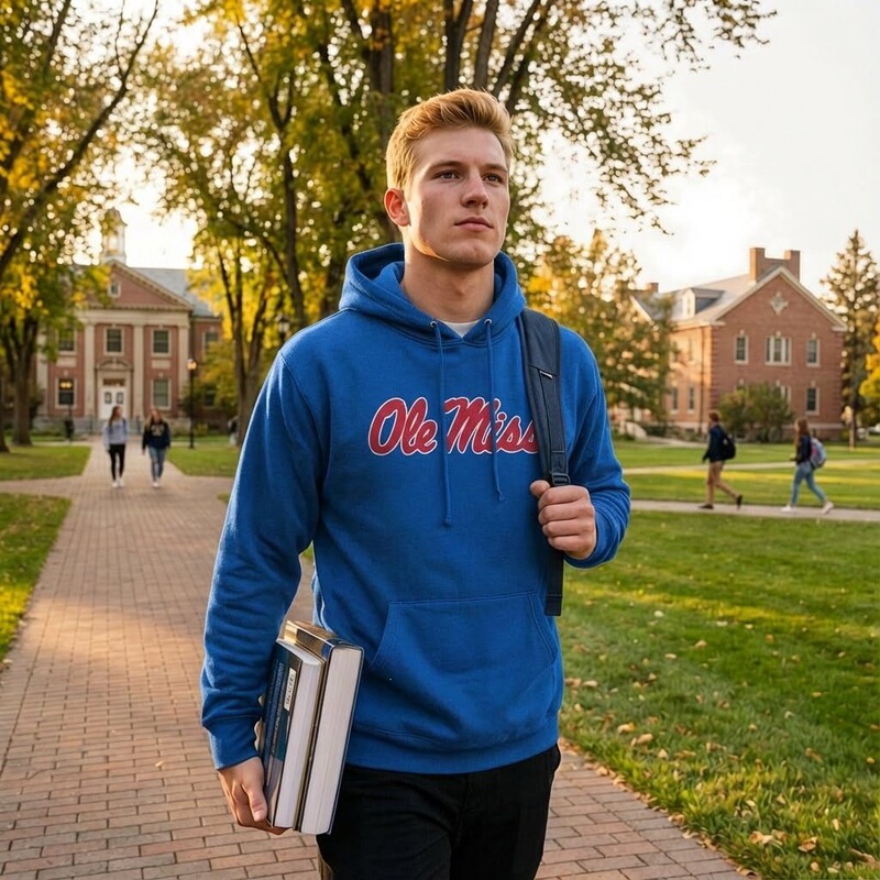 University of Mississippi Ole Miss men's hoodie, college-style loose-fit long-sleeve sweatshirt for spring and autumn University of Mississippi Ole Miss men's hoodie, college-style loose-fit long-sleeve sweatshirt for spring and autumn