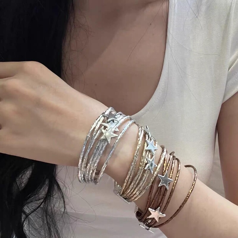 Niche Design Y2K Subculture Pu Leather Fine Glitter Bracelet Sweet Cool Hip-Hop Star Bracelet High-End Sexy Hand Jewelry