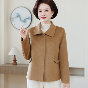 中年女装秋冬新款中老年休闲呢子上衣时尚妈妈装洋气高贵短款外套，女装毛呢外套，妃慕昵服饰