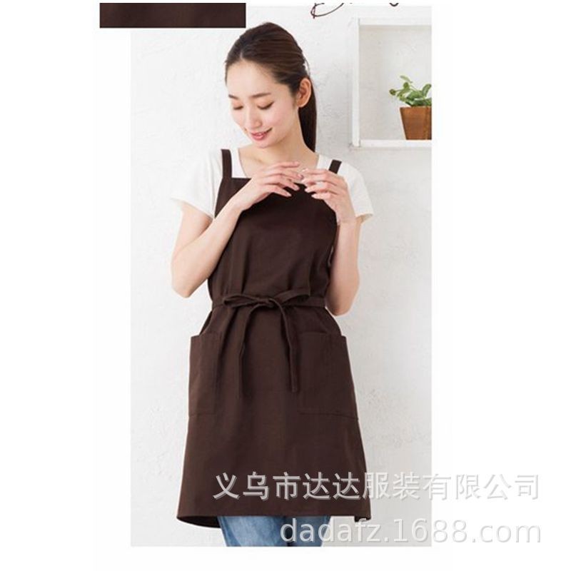 Estilo japonés impermeable Comercio exterior doble correa de hombro Cruz marca nuevo delantal moda cafetería casa fábrica directa delantal estilo coreano