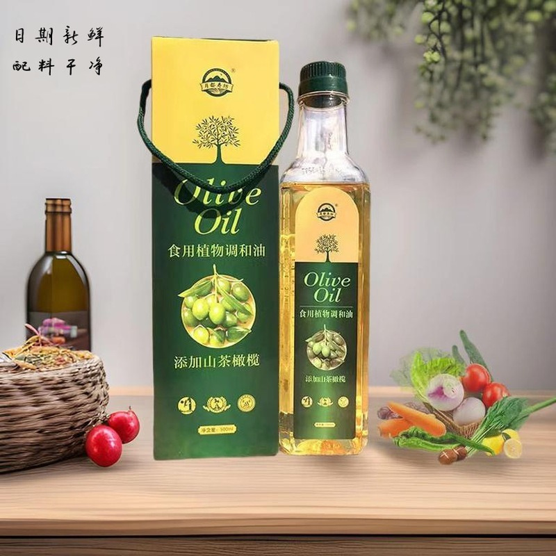厂家月都寿坊500ml山茶橄榄亚麻籽紫苏核桃油塑料瓶调和油礼