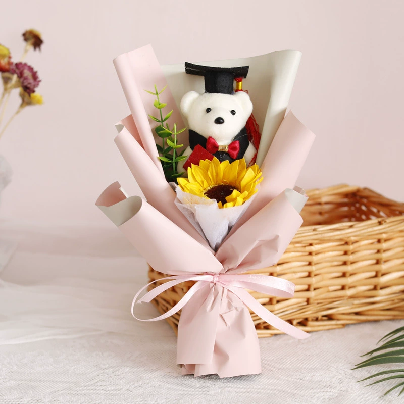 Wholesale Sunflower Kindergarten Children's School Activity Gift Graduation Graduation Ceremony Doctor Xiong Cartoon Bouquet