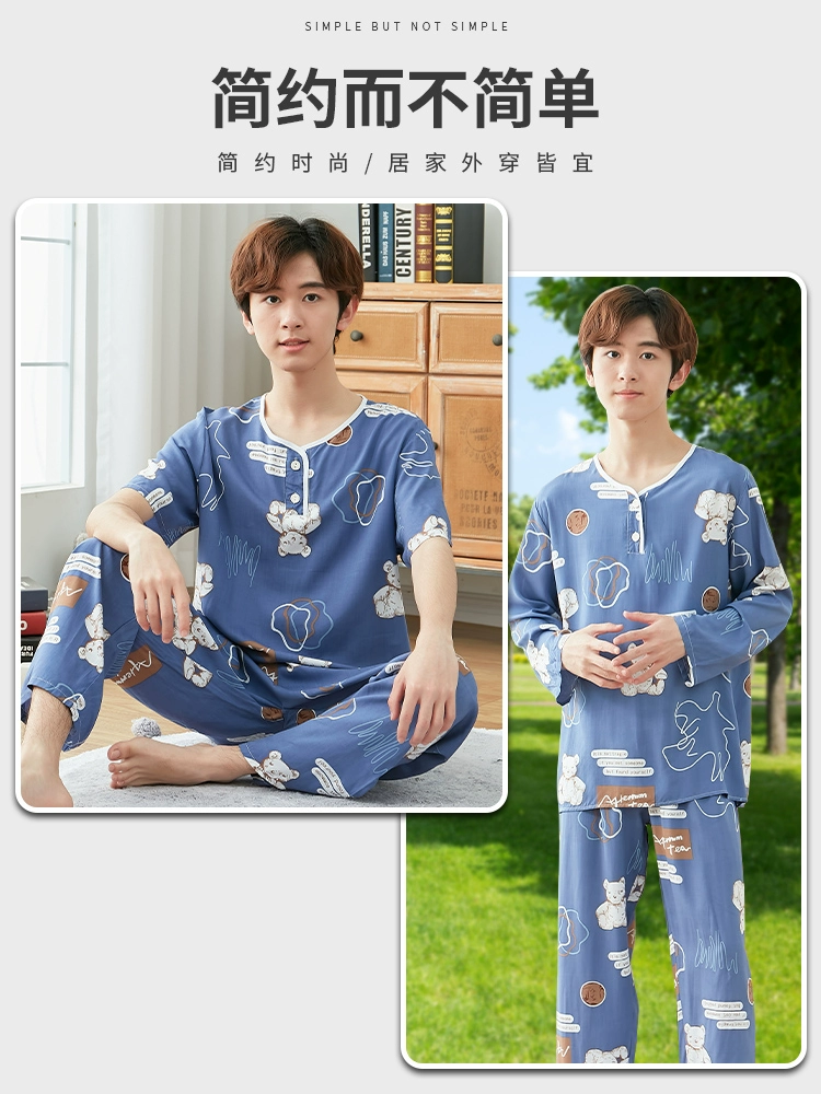 Pijama for boys, summer children's long-sleeve, for teenagers