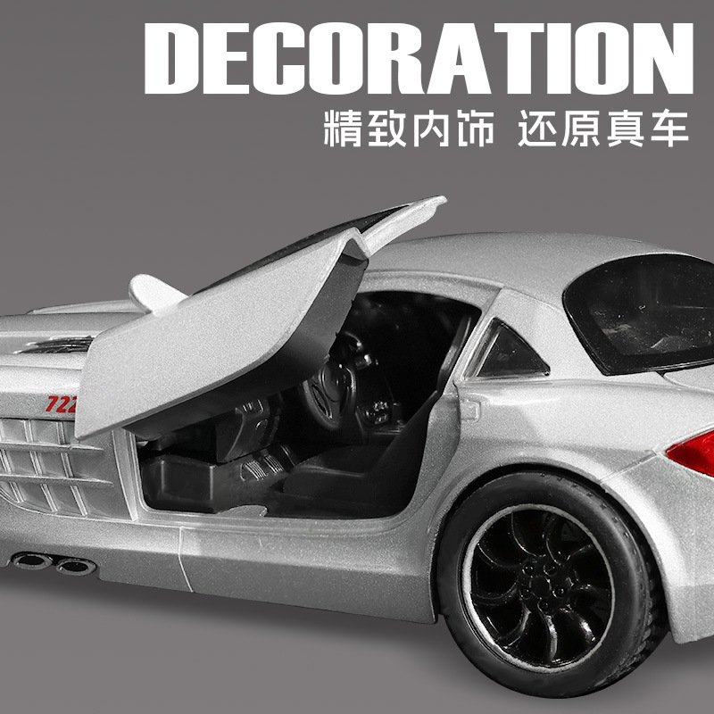 Modelo de Coche Retro 1:32 Mercedes SLR de Aleación con Fuerza de Retroceso y Música, para Colección