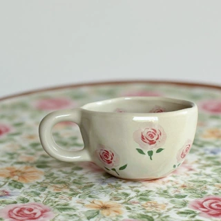 陶瓷杯高颜值 咖啡杯牛奶杯 泡茶喝茶 轻奢简约带手柄 小众设计感