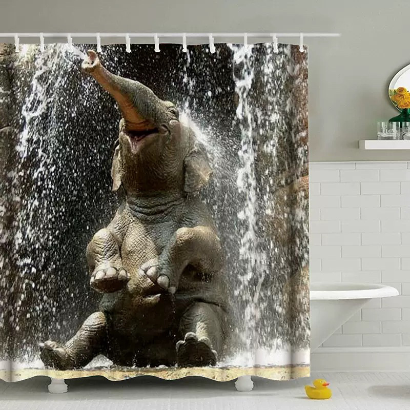Divertida cortina de baño valiente gato sostiene tridente flecha montar tiburones en las olas ballenas gatos cortina de baño conjunto baño