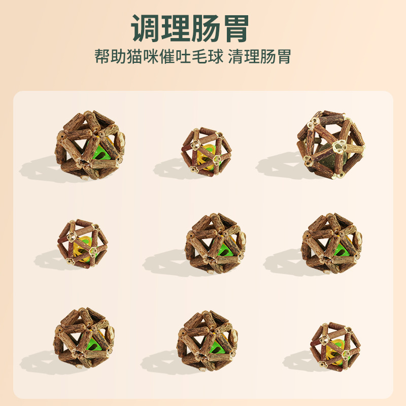 Suministros para mascotas, moler los dientes, pelotas de menta gatera, juguetes para gatos, campanas de Mutian Polygonum, pelotas exquisitas, juguetes para gatos para aliviar el aburrimiento