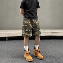 美式复古迷彩工装短裤男夏季潮牌高街嘻哈宽松休闲百搭直筒五分裤