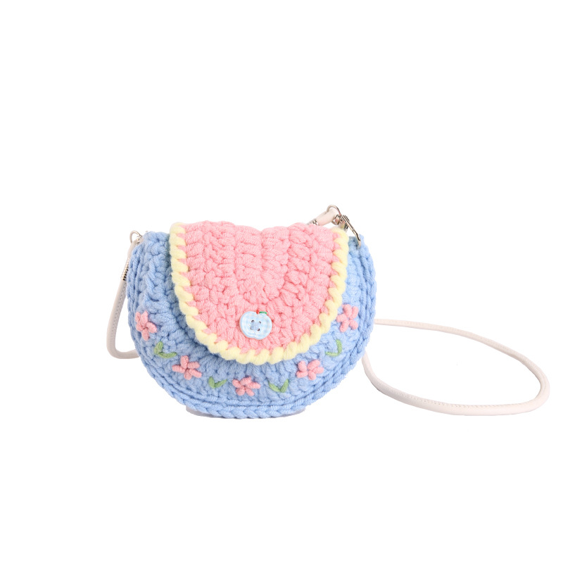 Cartera de cambio de bebé encantadora flor mini producto acabado gancho hecho a mano bolso de hombro para niños y niñas nuevo bolso de color contraste