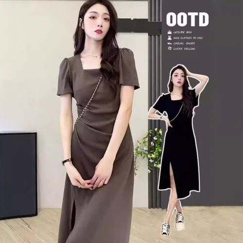 Designer Mini Dress for Kids Summer 2025 New Tea Party French Split Pear Shaped Plus Size Long Skirt