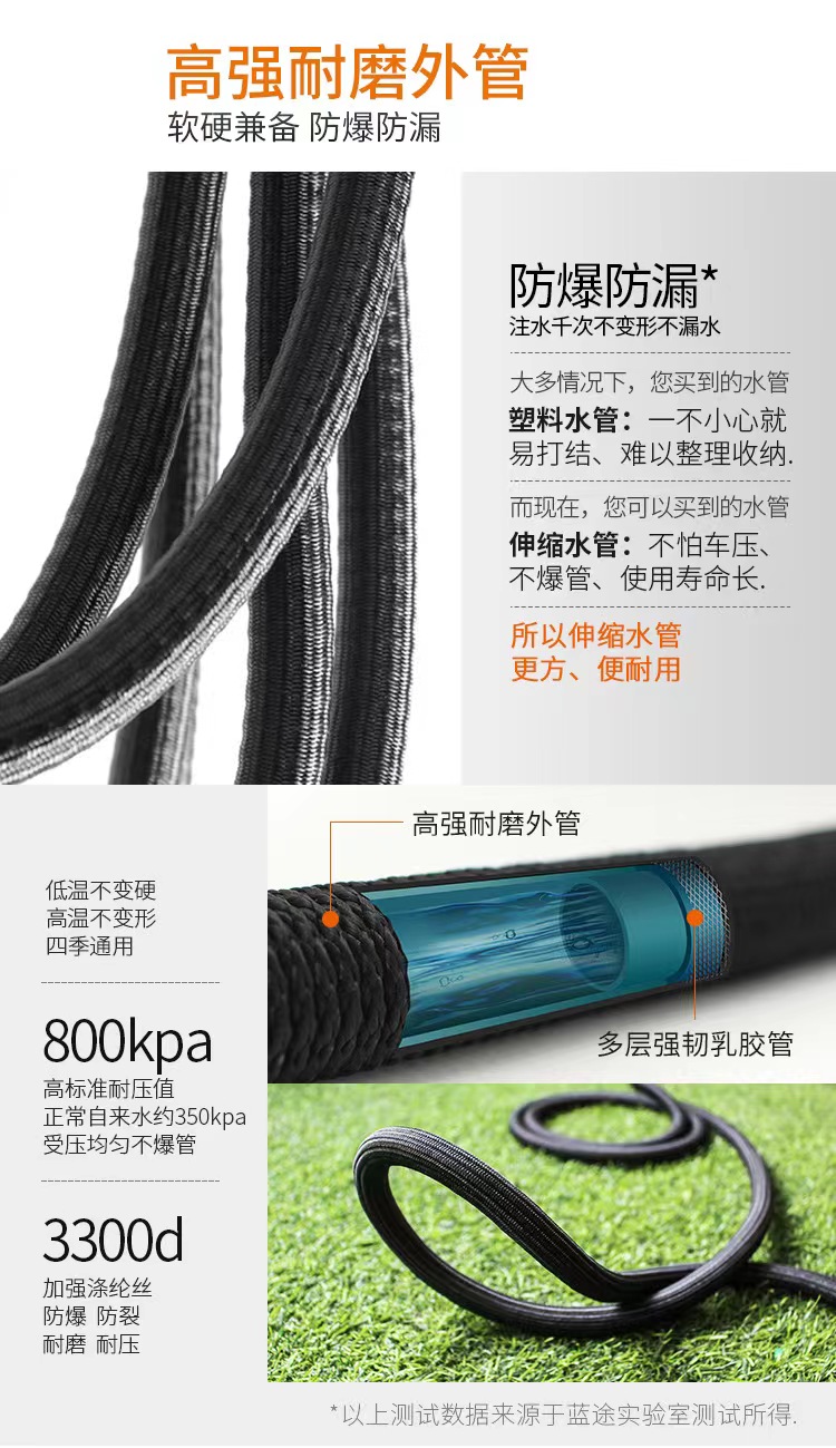 High-pressure car wash water gun with thickened latex telescopic hose, explosion-proof and frost-resistant, suitable for garden and home use, flower watering hose, car washing gun head