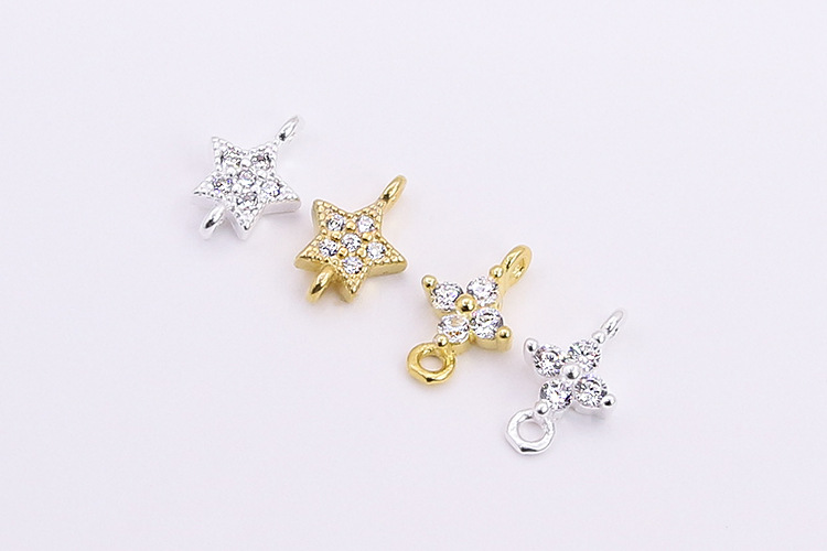 Zircon Inlay Material 1 Piece 9.5*6mm 925 Sterling Silver Zircon Star Polished Pendant