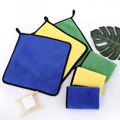 Coral velvet car wash towel home cleaning mop double-sided thickened can customize logo car beauty car cleaning cloth