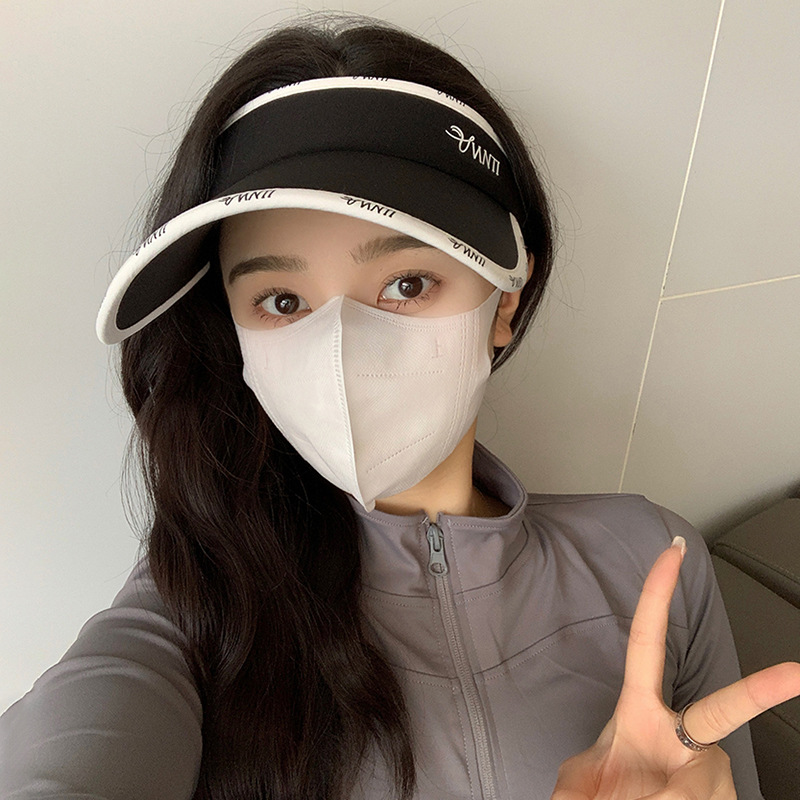 (2개) 한국 아이스 실크 통기성 선 스크린 모자 여성의 여름 자외선 방지 공기 탑 모자 여성 야외 스포츠 햇살