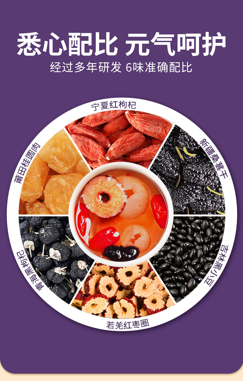 Mulberry Longan Goji Berry Tea Nourishing Herbal Tea Gift Box 15 Cans 180g key features