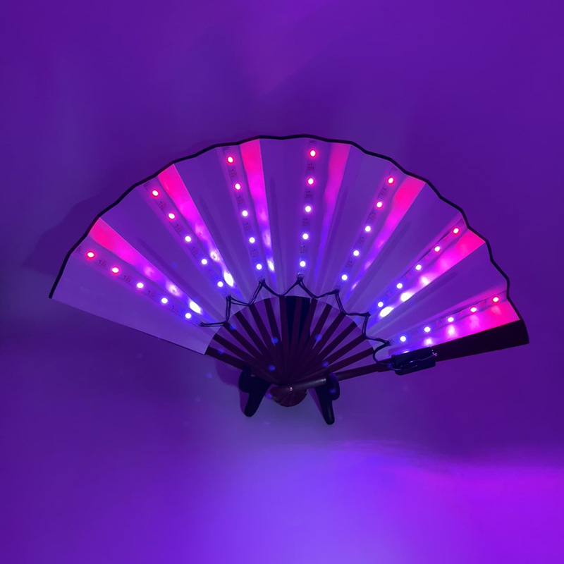 Fan de fiesta de color fantasía rendimiento de cabina nocturna Bungee LED ventilador luminoso bar props atmósfera ventilador de luz nocturna para hombres y mujeres