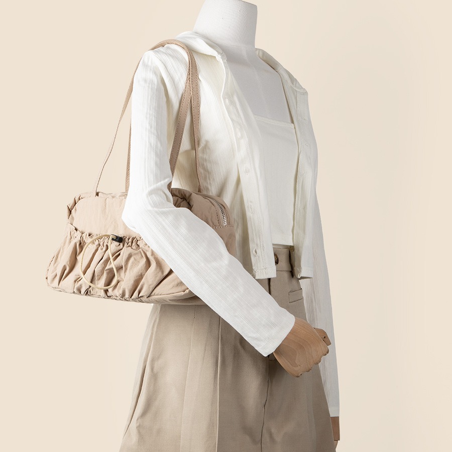 Borsa a tracolla in tela artistica di grande capacità, versatile, con coulisse, estiva, da donna, in nylon, con pieghe, Corea del Sud_voghion.com