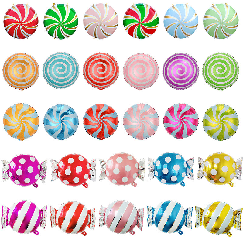 18 pulgadas dulces molino de viento globo de película de aluminio fiestas de cumpleaños de niños molino de viento diseño de globo al por mayor