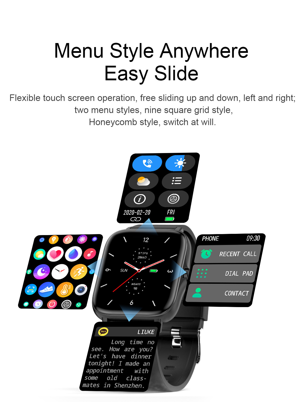 T42 SmartWatch Bluetooth appel moniteur de fréquence cardiaque étanche_voghion.com