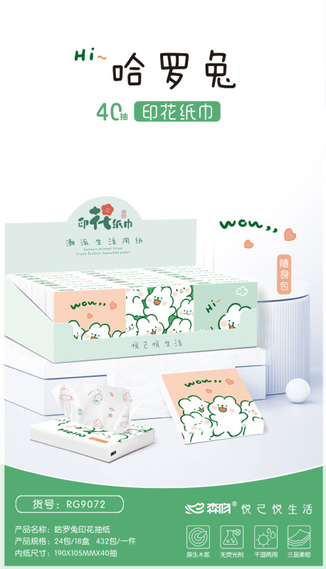 时尚印花抽纸巾小包便携式学生口袋纸巾印花抽纸巾40抽印花面巾纸|undefined