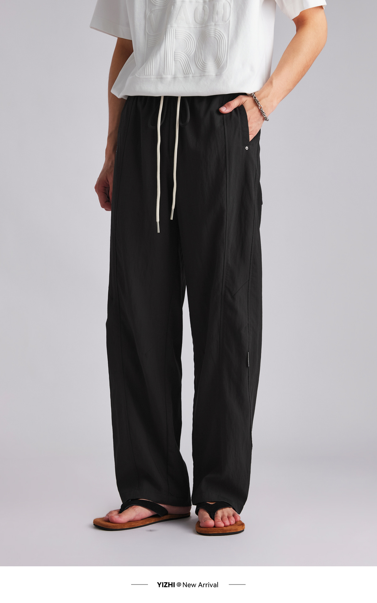 Quần jogger nam dáng rộng chất liệu linen phong cách Hàn Quốc — đen chi tiết 16