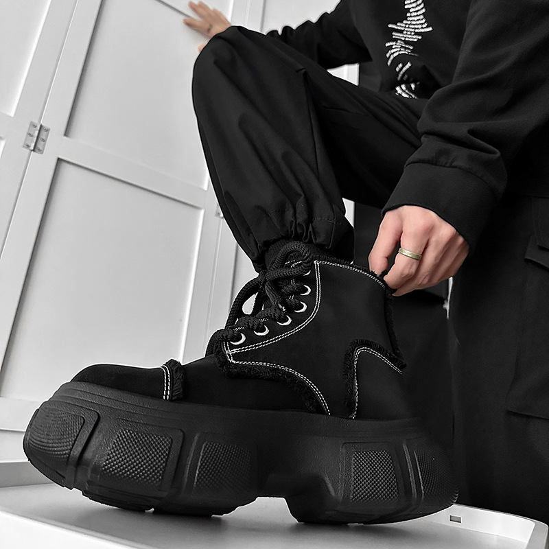 Men's Leather Motorcycle Boots And High Top Work Safety Shoes_voghion.com