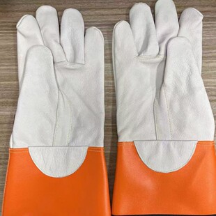 Insulated Gloves Shell White Sheepskin Cuff Cow Split Leather Power Gloves Adjustable Nylon Elastic Band Buckle