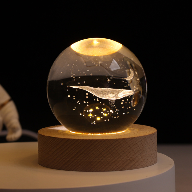 Lámpara Nocturna de Bola de Cristal 3D de Cristal Blanco, Grabado 3D e Iluminación LED, para Decoración y Regalo de Cumpleaños image 30