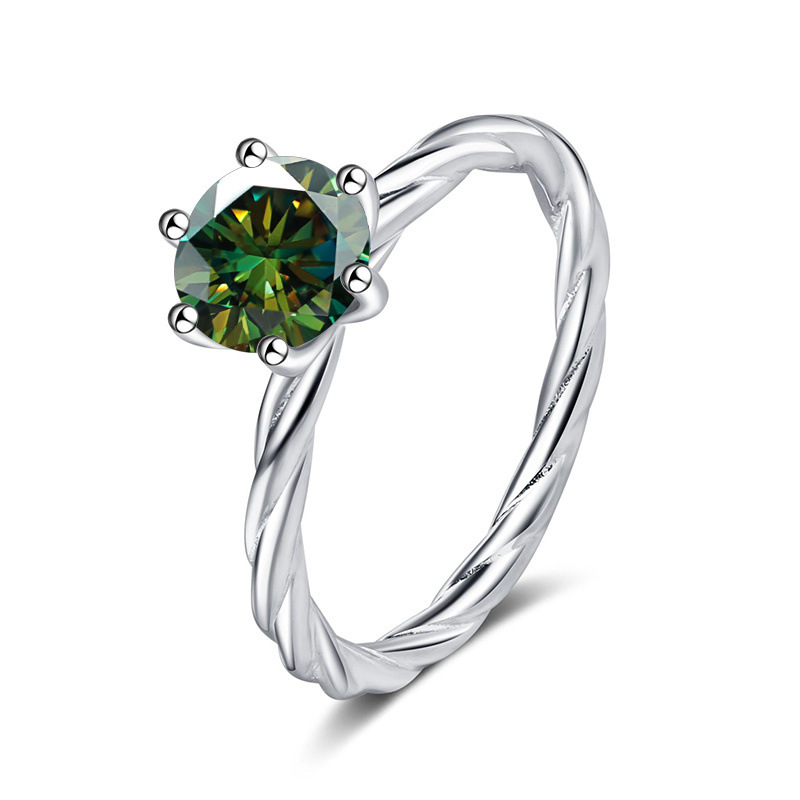 Torsión de pared torcida S925 anillo de plata para mujeres de oro pt950 un quilate D color mosaicita con certificado de prueba de lápiz de diamante