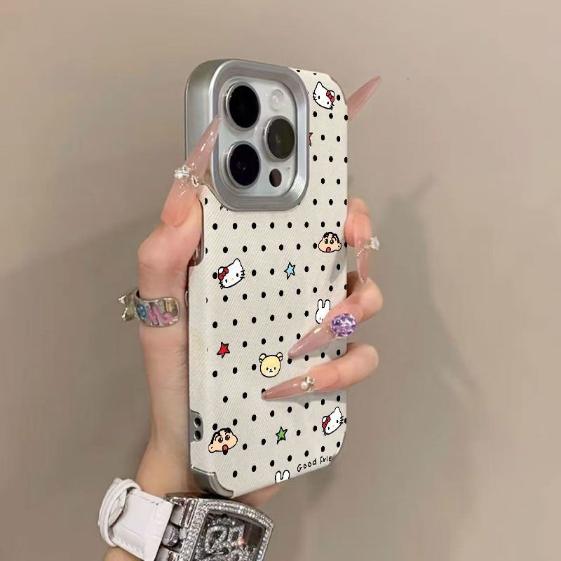 小熊牛仔纹适用苹果15PROMAX手机壳IPhone17PRO电镀16/13/12/11/X