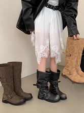 2025秋冬新款韩版宽筒厚底高短筒两穿靴女堆堆长筒靴女骑士靴