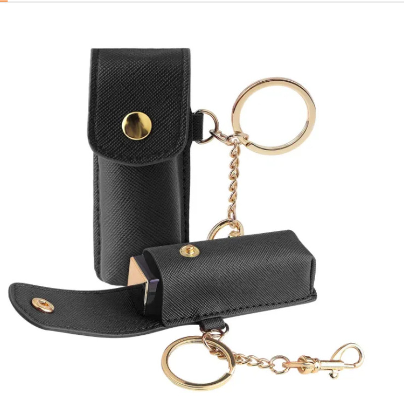 PU leather single lipstick case, lipstick sleeve, keychain storage case, portable lipstick protective case