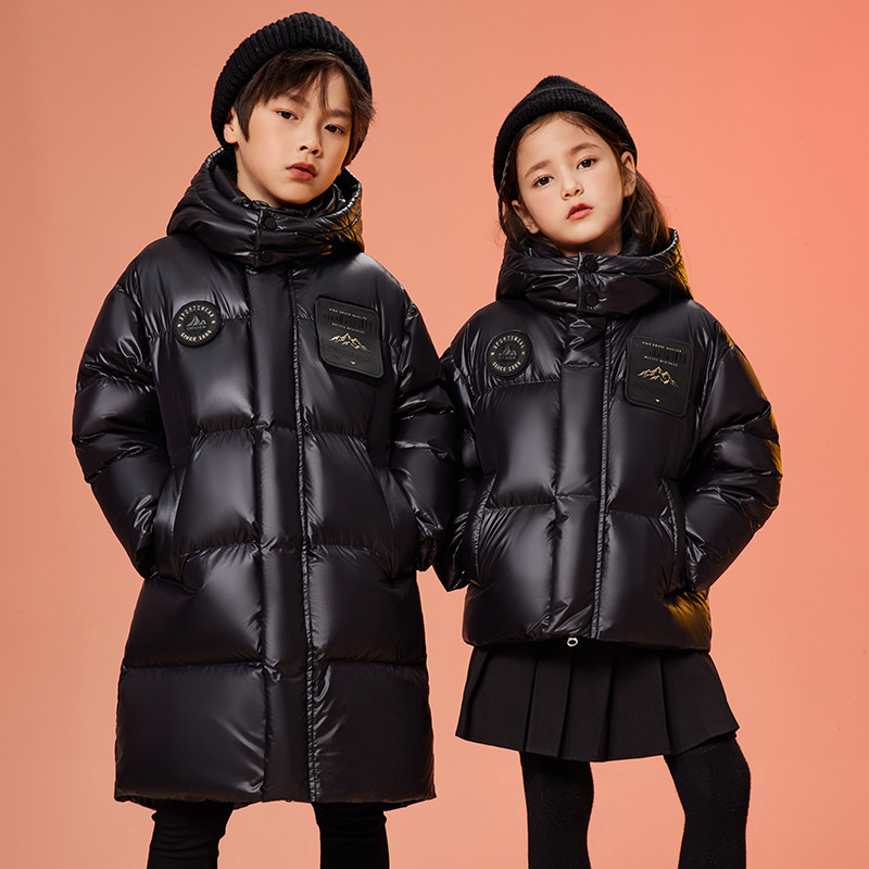 Kinder Daunenjacke Winter 90 weiße Entendaunen Sonne Kinder dicken schwarzen Goldmantel Flut_voghion.com