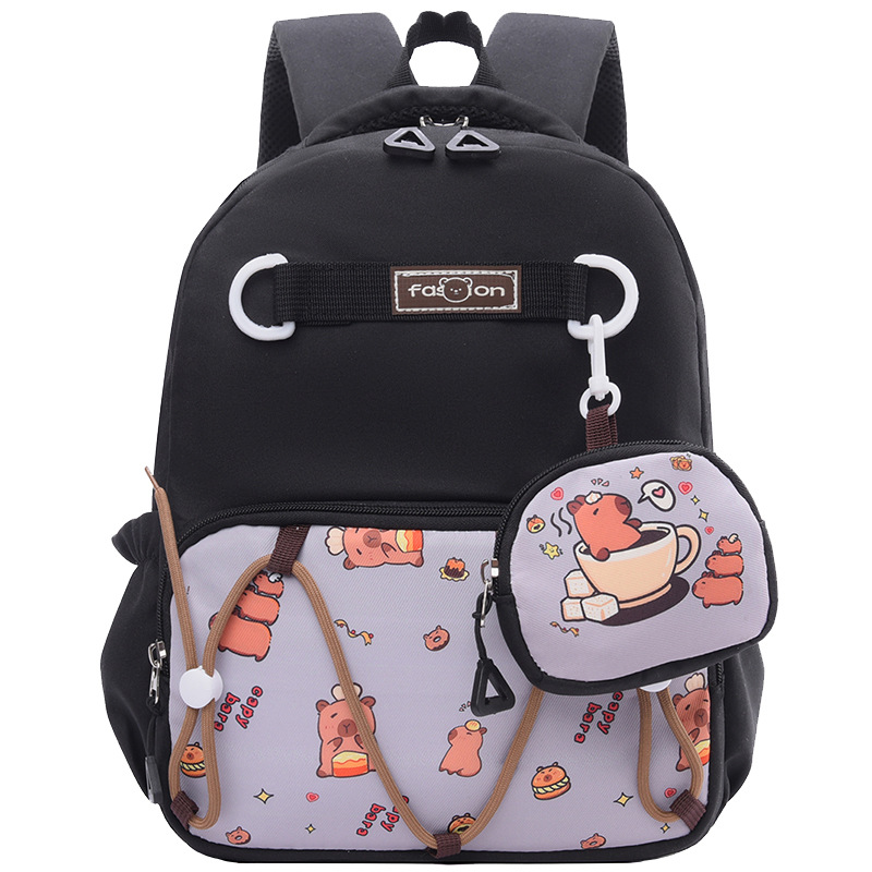Mochila infantil Capibara caricatura niños mochila de jardín de infantes 4 años de edad 6 años de edad, mochila de niña encantadora
