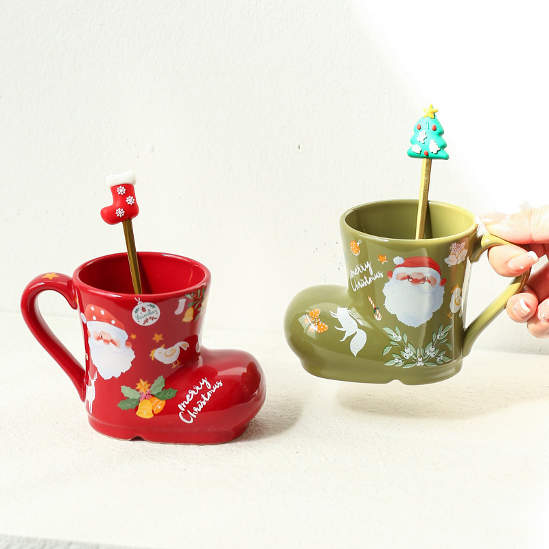 2024クリスマスギフトかわいいクリエイティブ漫画クリスマス靴型陶磁器カップギフトボックスセット卸売り|undefined