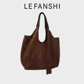 LEFANSHI乐梵诗原创麂皮托特包秋冬流光琥铂色大容量女包新款单肩