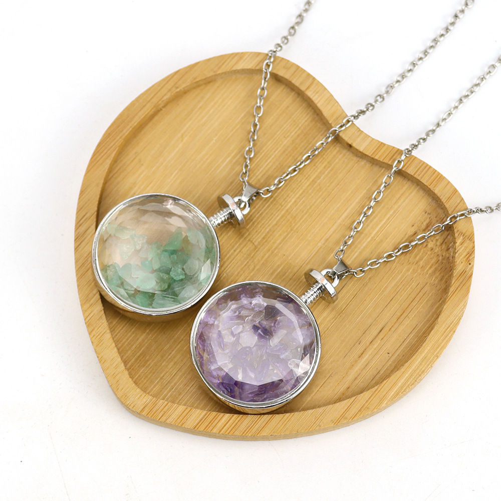 36g Weight Pendant Necklace Classification 1 Piece Quantity Holiday, Daily Occasion natural stone Material Round Pattern Women'S Gender Plating Design Ethnic Style Style Ethnic Style Round Natural Stone Pendant Necklace In Bulk 无