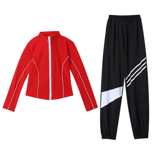Square Dance Wear New Spring Fitted Jacket with Hemmed Pants, Sports Fitness Wear Dance Group Exercise Dance Wear Set for Women