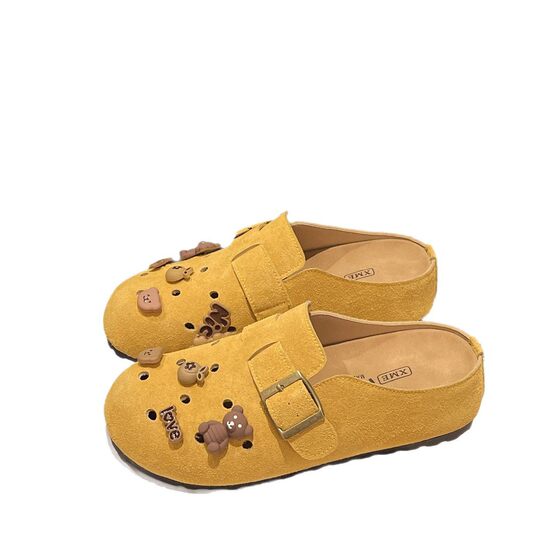 2025 New Vintage Fashion Burkan Shoes Baotou Slippers Women's Outer Wear Mori Women's Style Lazy Cute Half Slippers